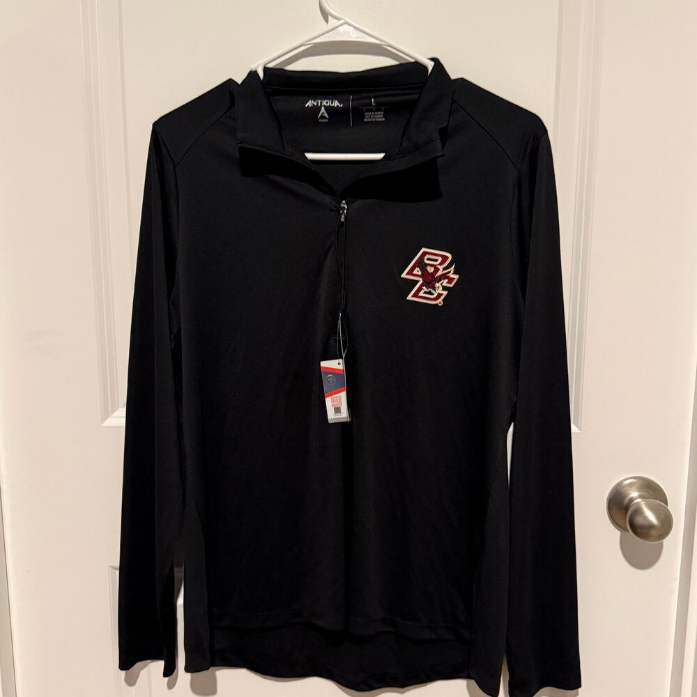 Boston College Eagles Antigua Women’s Large Black Quarter Zip Pullover NWT